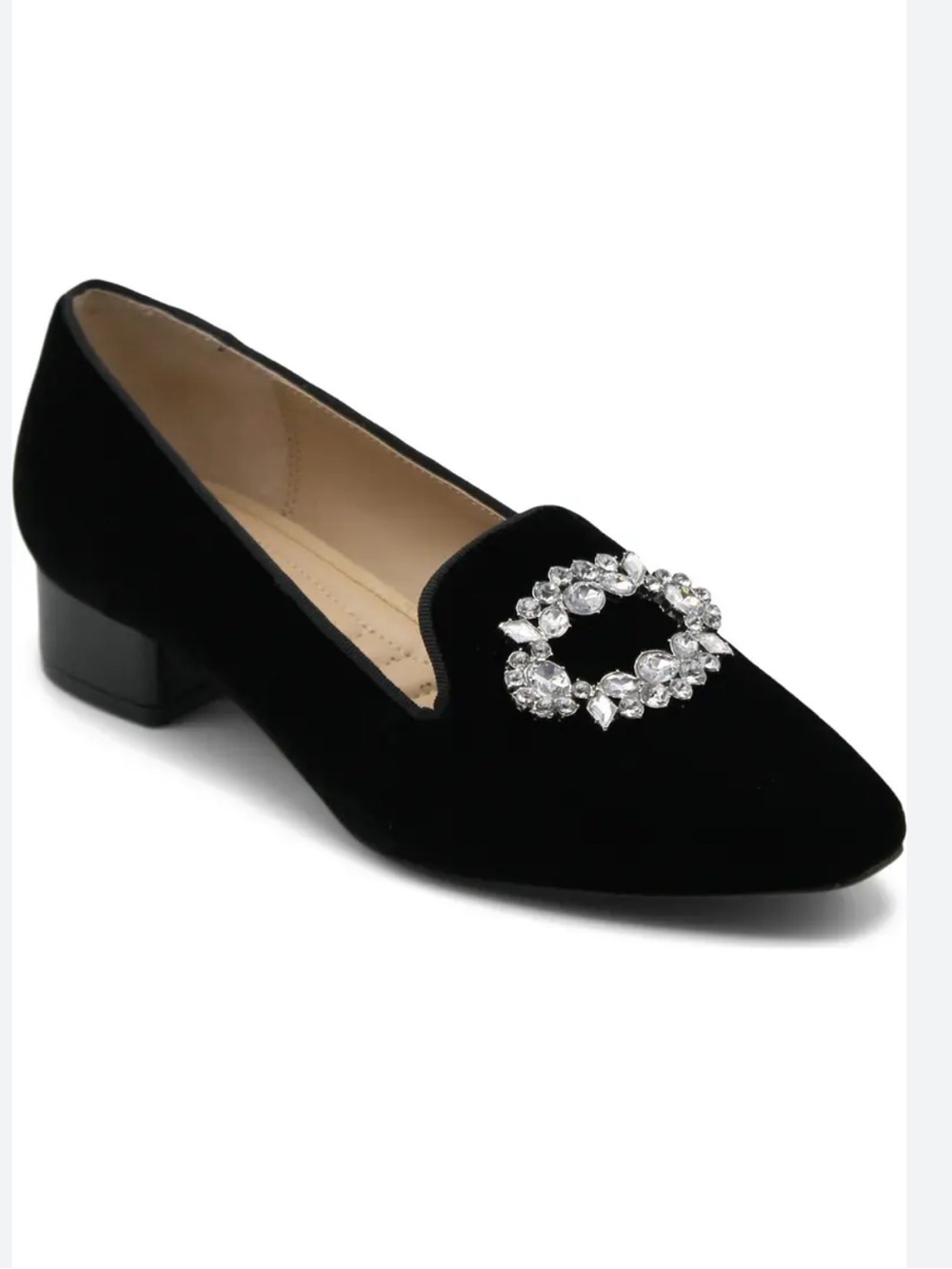 NWOT Vince Camuto Valo Black Plush Soft Crystal Oval-Embellished Pump Loafers